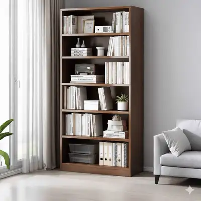 Modern 6-Shelf Wooden Bookcase - 60x30x180cm (23.6x11.8x70.9in) , View more