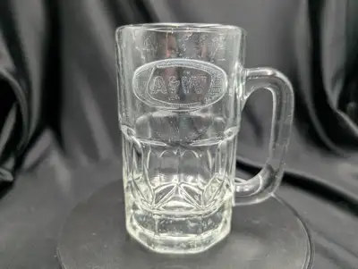 Vintage 1970s A&W Root Beer Glass Mug Embossed Logo Heavy, View more