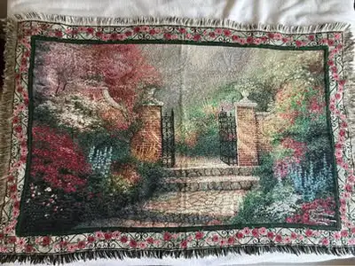 Vintage Thomas Kinkade Victorian Garden Woven Throw Blanket , View more