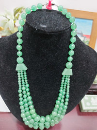Beautiful light green jade beads necklace $360