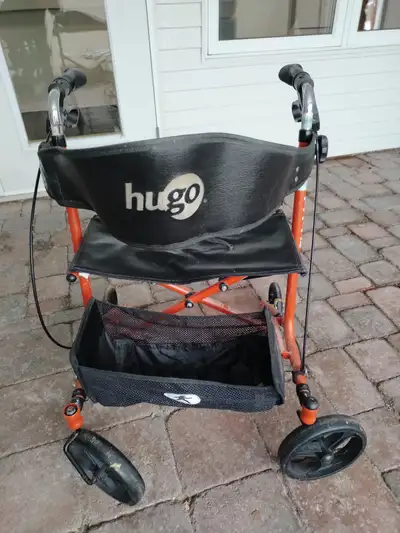 Hugo Sidekick Walker $130 Folding Rollator Walker with Seat. Lightweight. 4 wheel walker. Orange. Gr...