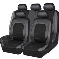 11 Piece Leather Car Seat Cover Set - Black & Grey - Brand New