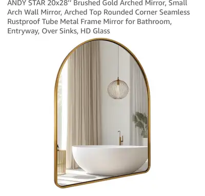 ANDY STAR 20x28" Brushed Gold Arched Mirror, View more