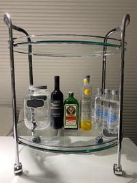Bar Cart  With Tempered Glass Shelves by Furniture of America