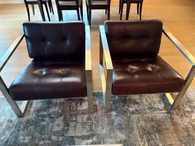 2 high quality leather chairs from Stylegarage - Canadian made, View more