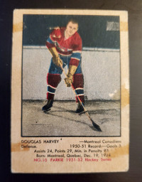 DOUG HARVEY - ROOKIE CARD - 1951-1952 PARKHURST # 10