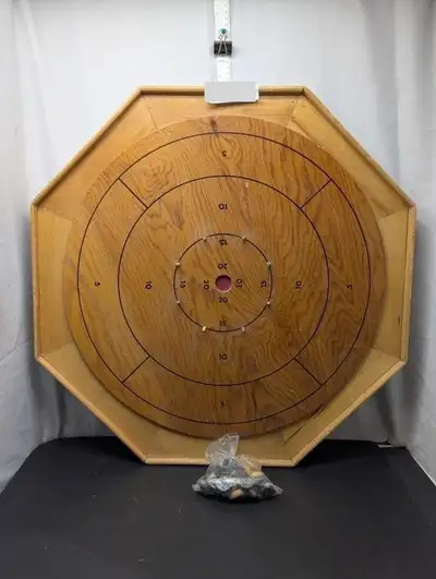 4 VINTAGE CROKINOLE BOARDS - ONE VERY HEAVY ALL WOOD, View more