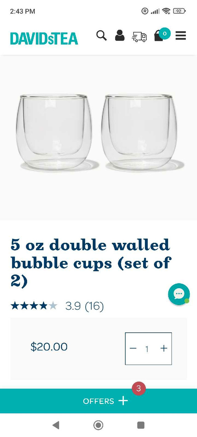 David's Tea - Bubble Cups - Set of 4 in Kitchen & Dining Wares in Hamilton - Image 4