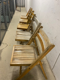 Five Wood Fold-Up Chairs