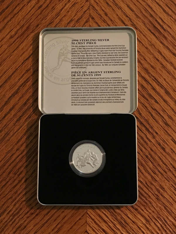 1999 Sterling Silver 50 Cent Piece - Grey Cup in Arts & Collectibles in Markham / York Region