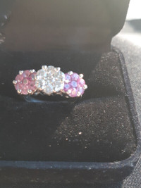ENGAGEMENT RING Diamond Pink SAPPHIRE  14k PAST,PRESENT,FUTURE.