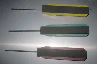 $20 Set of 3 sharpening stones, fine, medium, coarse, guide rods, View more