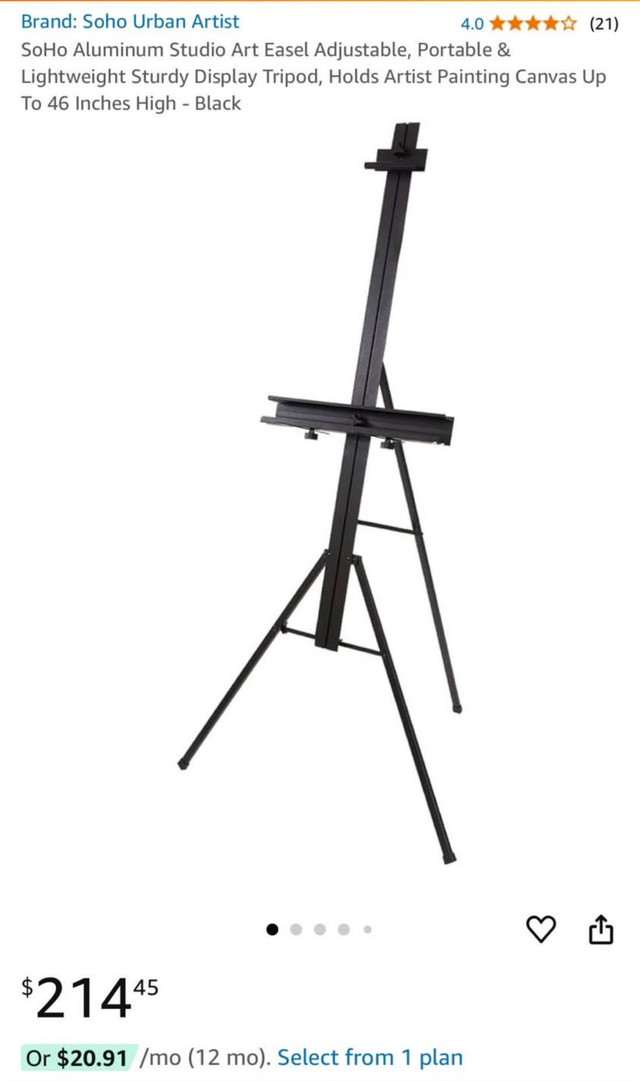 SoHo Aluminum Studio Art Easel Adjustable, Portab in Other in Mississauga / Peel Region - Image 2