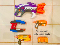 Nerf blasters with batteries and ammo