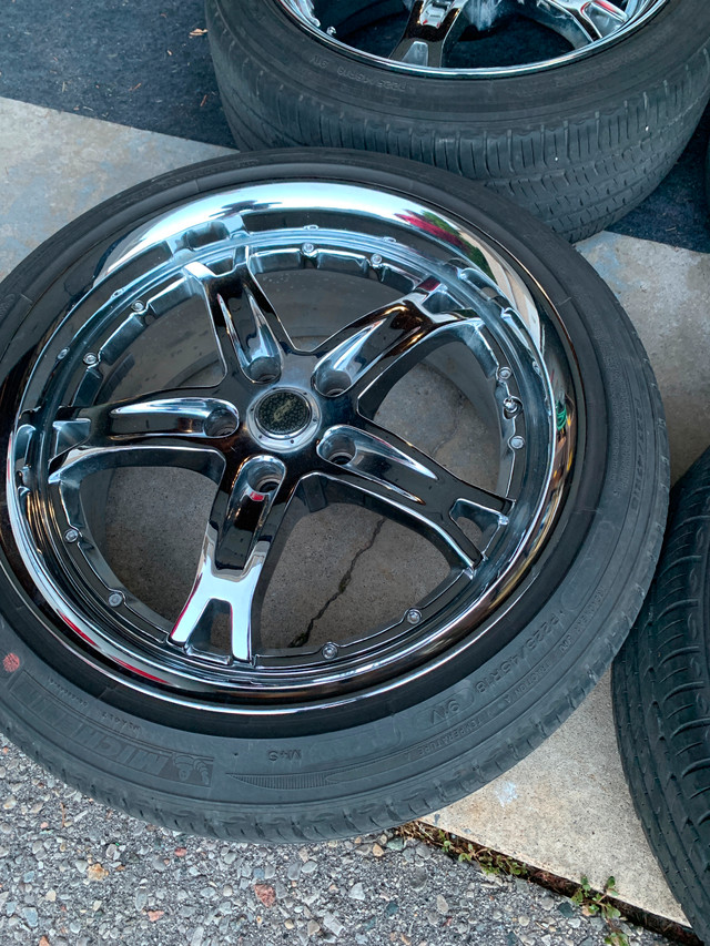 American racing rims 18x8.5.  With 114.3 B/C.   225/45-18 tires in Tires & Rims in Kawartha Lakes - Image 3