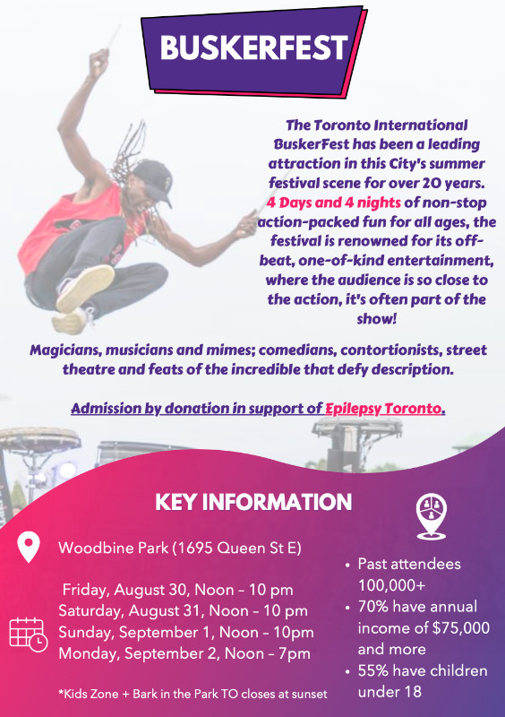 VENDOR OPPORTUNITY - TORONTO INTERNATIONAL BUSKERFEST in Events in City of Toronto - Image 3