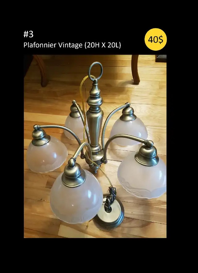 Plafonnier Vintage in Indoor Lighting & Fans in City of Montréal - Image 2