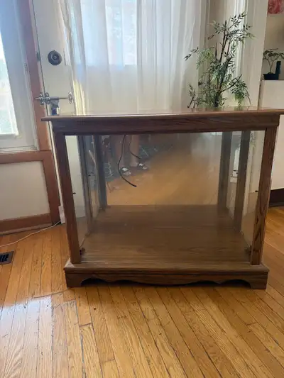 Beautiful Wooden & Glass Display Console Table - Vintage Style , View more