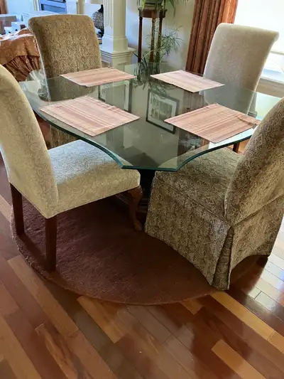 Serpentine glass top table, View more