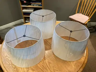 I am selling three drum lamp shades, perfect for adding a touch of elegance to any room. These shade...