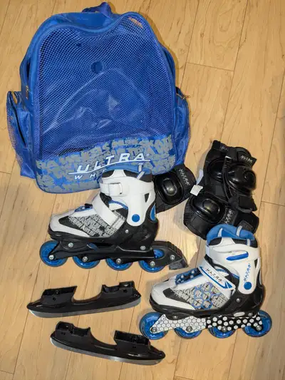 Ultra Wheels Switchers Ice & Inline Skates, Blue, Size 5-8, View more