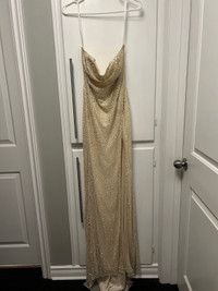 Gold Beaded Prom Dress