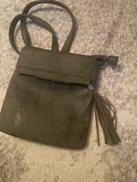 Crosbady cute Hunter green bag suede leather  