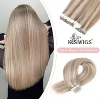 K.S WIGS-Extensions de Cheveux Naturels Lisses Non Remy, avec Ba