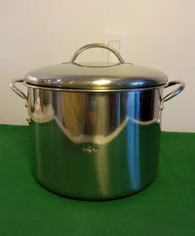 Large Pot, Stainless Steel with Lid (Steam Hole), holds 8 liters, View more