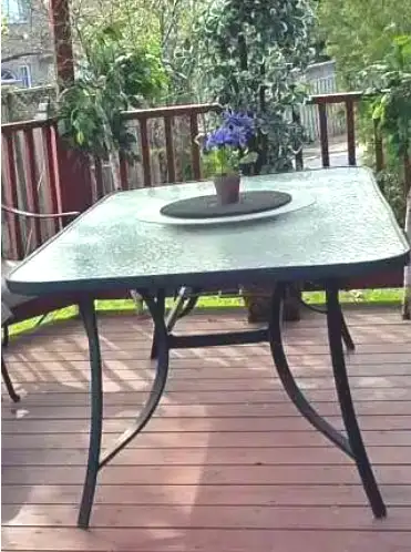 Krinkled glass patio table in great shape., View more