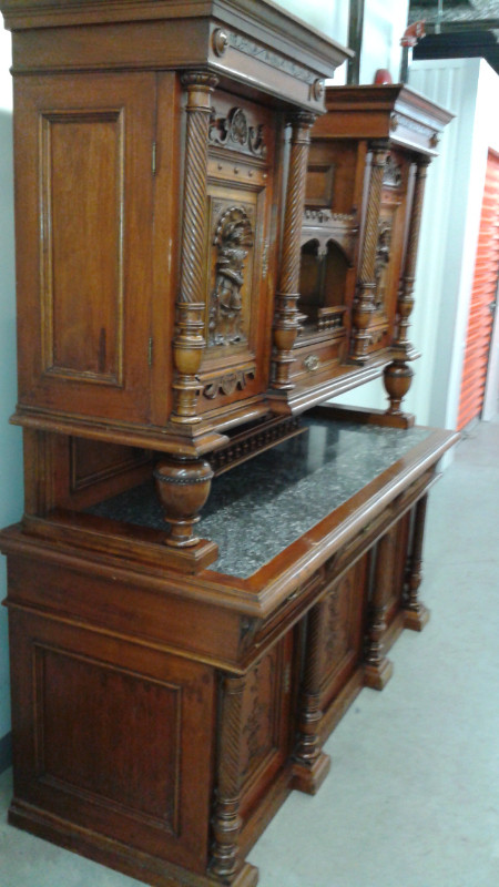 Antique Stunning Sideboard Buffet Carved wood  Marble Top Rate in Hutches & Display Cabinets in Vancouver