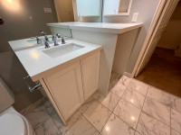Bathroom Vanity and Counter with Granite Counters & Moen Faucet
