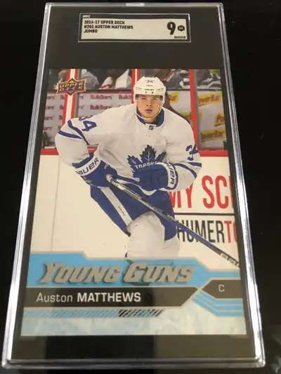 Auston Matthews jumbo young guns rookie card graded SGC 9 mint, View more