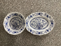 ENGLISH WEDGWOOD BLUE ONION-BOL ET ASSIETTE