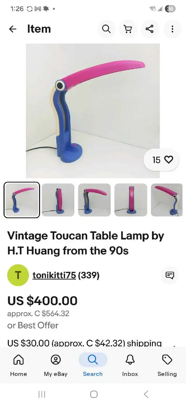 H.T. Huang Vintage Toucan Lamp in Indoor Lighting & Fans in Hamilton - Image 6