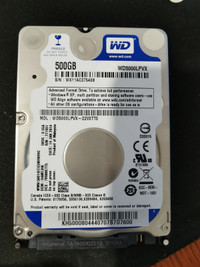 WD 500GB 2.5 inch Laptop HDD, tested and formated no bad sector
