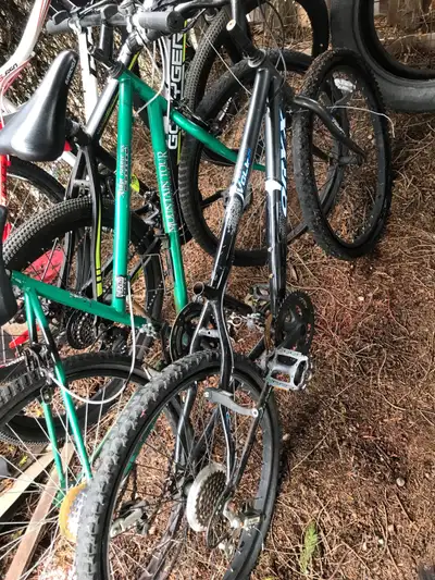 Oryx bike 21 speed has brake needs brake pads and cables put on 26” tires derailleur no seat no chai...