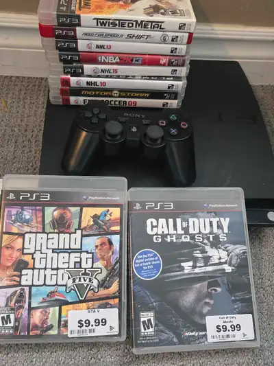 PlayStation 3 + GAMES+ controller CALL OF DUTY GTA FIFA + MORE, View more
