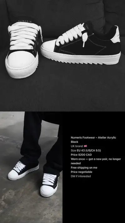 Numeris Atelier Black Sneakers – Size 9.5 (EU 43), View more