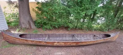 A very OLD Peterborough Canoe - made between 1915 & 1925 with filler ribs & original brass plaque Th...