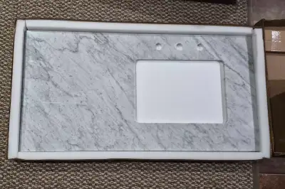43" Marble Vanity Top with Backsplash and Undermount Sink, View more
