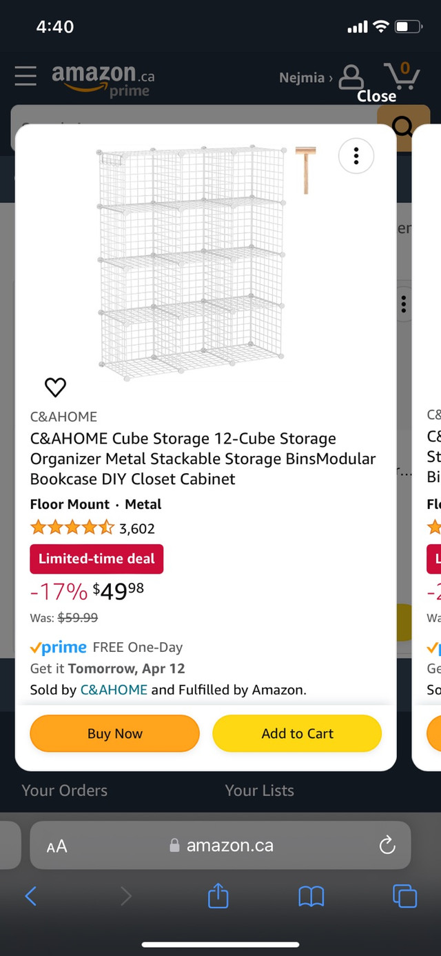 3-Cube Storage organizer. Metal Stackable storage bins  in Storage & Organization in City of Toronto