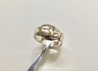  silver sterling 925  & 10k gold scarab egyptian ring size 4