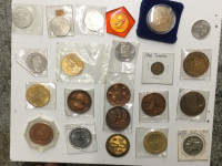 Lot of 22 old coins and tokens
