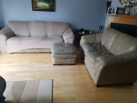 Sofa, love seat, and ottoman