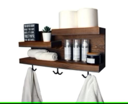 Bathroom Organizer Wall Shelf With Towel Hooks (Espresso stain) dans Décoration intérieure et accessoires  à Longueuil/Rive Sud - Image 2
