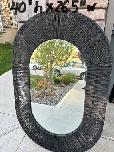 BLACK WOVEN OVAL MIRROR , View more