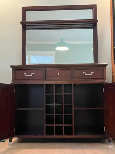 Solid Wood Buffet / Sideboard with Mirror – Wine Storage, View more