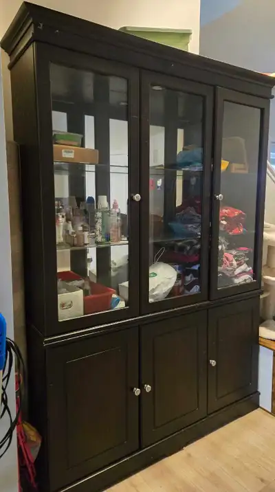 Dark Wood China Cabinet with Glass Display, View more
