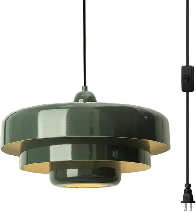 DoungRos Plug-in Green Pendant Light Fixtures, 16FT Hanging Lig in Indoor Lighting & Fans in Calgary - Image 2